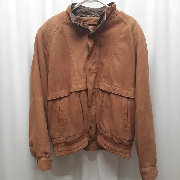 Wilsons Adventure Bound Leather Button Up Jacket 1986 Men's XL Brown 80s Suede - Picture 1 of 12